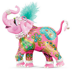 Reach High for Hope Breast Cancer Support Elephant Figurine