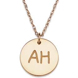 10K Yellow Gold Disc Initials Necklace