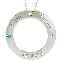 Mother's Personalized 3-Stone Austrian Crystal Circle Pendant