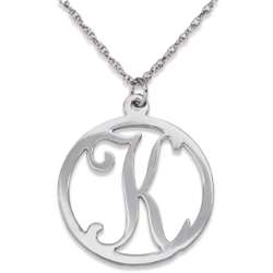 Sterling Silver Single Initial Circle Necklace