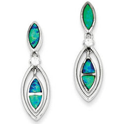 Rio Sterling Silver and Created Opal Marquise Earrings