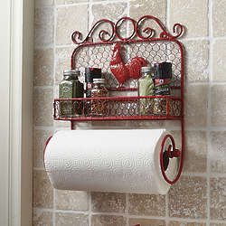 Rooster Spice Rack and Paper Towel Holder