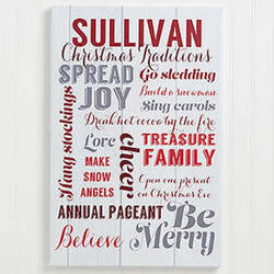 Holiday Family Traditions Personalized Canvas Print