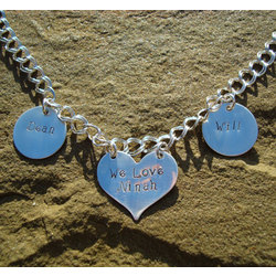 Mom's Heart Hand Stamped Charm Necklace