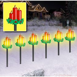 Candle and Holly Outdoor Light Set