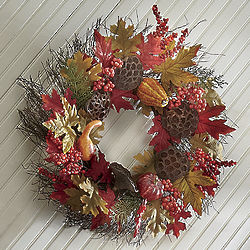Autumn Leaves and Gourds Wreath