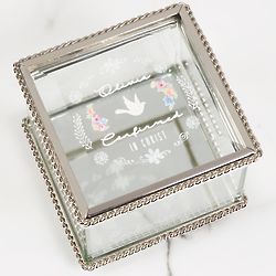 Personalized Confirmation Boho Floral Glass Rosary Box