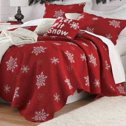 Snowflake Full/Queen Size Embroidered Cotton Quilt