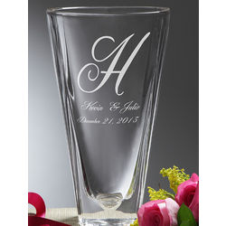 Engraved Monogram and Date Crystal Flower Vase
