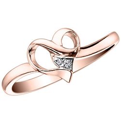 10K Rose Gold Diamond Heart Promise Ring