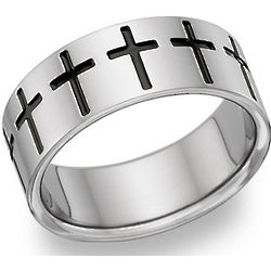 Engravable Titanium Repeating Cross Band Ring