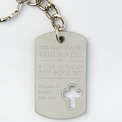 Personalized Memorial Cross Dog Tag Keychain