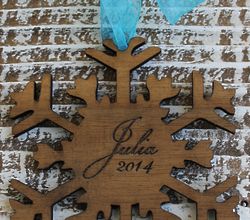 Custom Engraved Wooden Snowflake Christmas Ornament