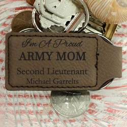 Proud Military Mom's Personalized Leather Key Chain