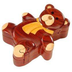 Teddy Bear Secret Wooden Puzzle Box