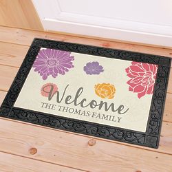 Personalized Welcome Floral Slip-Resistant Doormat