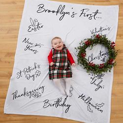 Baby's First Holiday Milestone Personalized Fleece Blanket