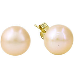 14K Yellow Gold Fresh Water Pearl Stud Earrings