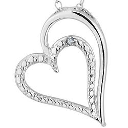 Sterling Silver Heart with Diamond Accent Necklace