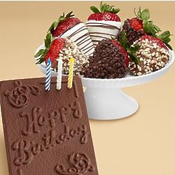 Chocolate Birthday Card and Chocolate Chip Covered Strawberries