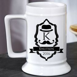Bowler and Stache Personalized Beer Stein