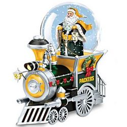 Packers Santa Leads The Way Snowglobe Locomotive