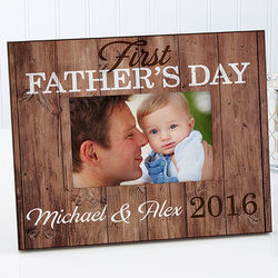 Personalized First Father's Day Rustic Picture Frame
