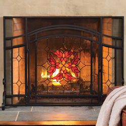 Stained Glass Fire Screen with Door