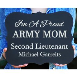 Proud Military Mom's Personalized Chalkboard Sign