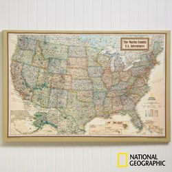 Personalized US Map Canvas Print with Pins