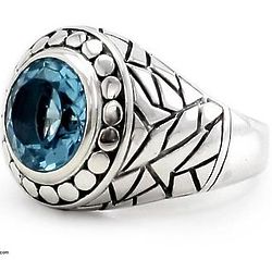 Blue Ocean Men's Sterling Silver Ring