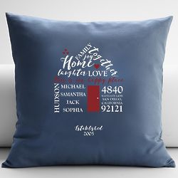 Personalized Our Happy Place Throw Pillow in Blue