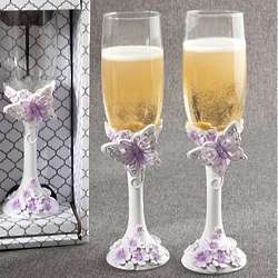 Butterfly Design Toasting Flutes