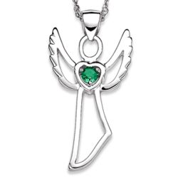 Sterling Silver Birthstone Angel Pendant
