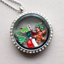 Christmas Themed Floating Locket Personalized Necklace