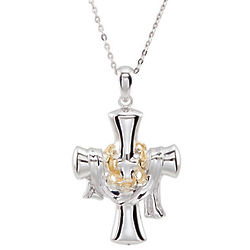 Sterling Silver Easter Message Cross Pendant