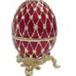 Red Faberge Style Egg Box with Ring Insert