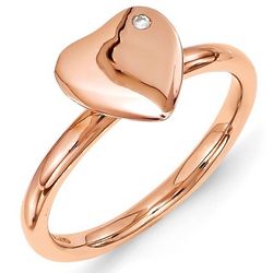 Rose Gold-Plated Diamond Heart Stack Ring