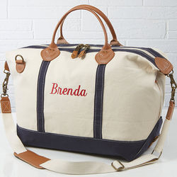 Luxurious Weekender Embroidered Name Canvas Duffel Bag