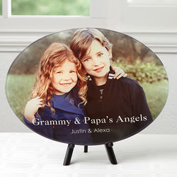Personalized 13" Oval Photo Message Glass Platter