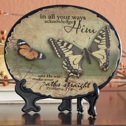 Acknowledge Him Bible Verse Plaque with Stand