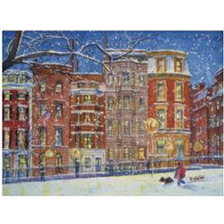 Beacon Hill Townhouses in Winter, Boston Holiday Cards