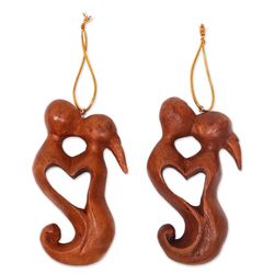 Kiss of Love Wood Ornaments