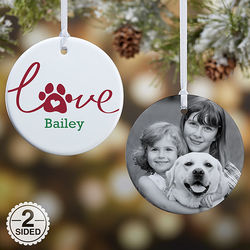 Love Has 4 Paws Personalized Dog Photo Ornament