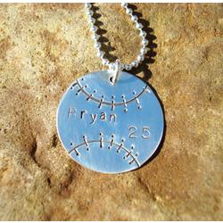 Personalized Baseball/Softball Hand Stamped Necklace