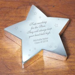Engraved Graduation Silver Star Paperweight