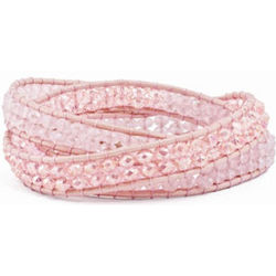 Pink Leather Rose Quartz Bracelet