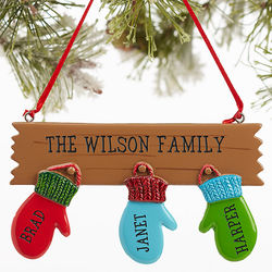 Personalized Warm Mitten Family Christmas Ornament