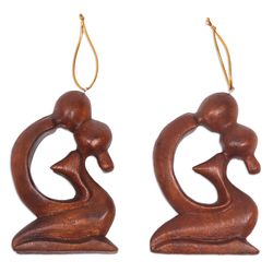 A Loving Kiss Wood Ornaments