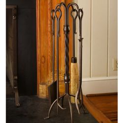 Hand-Forged Closed Weave Fireplace Toolset